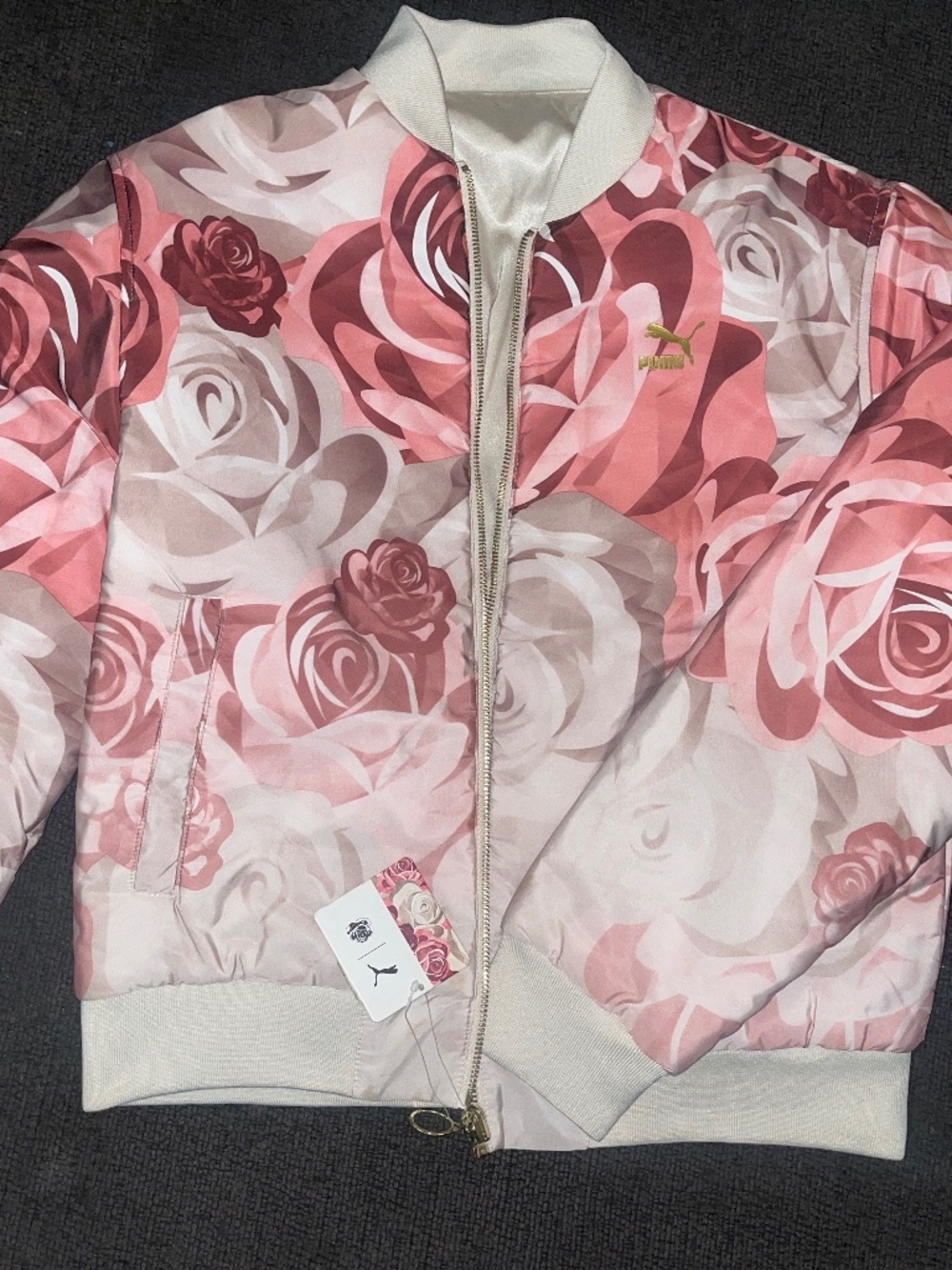 PUMA Reversible Rose Print Bomber Jacket NWT XL